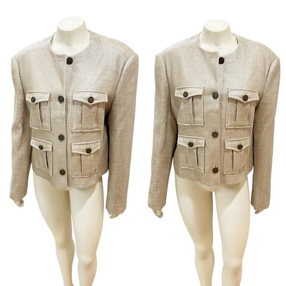 Ted Baker Trisca Cropped Cargo Jacket In Natural Large - Picture 1 of 8